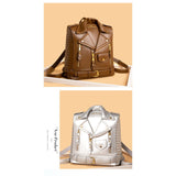 Women’s Moto Jacket Style Backpack – Fashion Versatile Daypack with Zipper Closure & Lined Interior, BORA&YAFISH Brand
