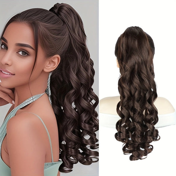 Women’s Body Wave Clip-In Wig – High Temperature Fiber Hair Extension with Large Secure Clip, Vacation Style Wig for Parties, Halloween & Travel goobingoo