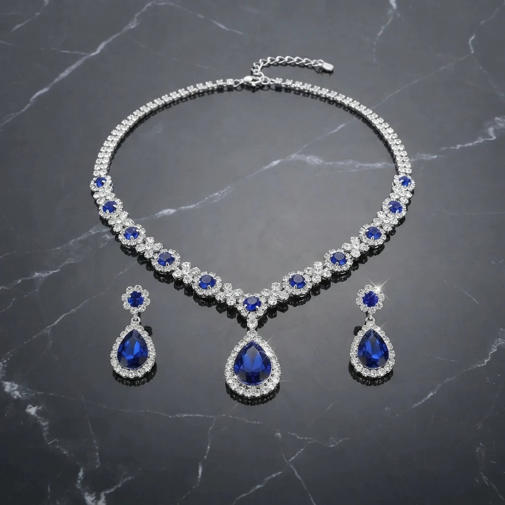 Luxury Crystal Droplet Jewelry Set for Wedding, Bridal & Evening Wear goobingoo