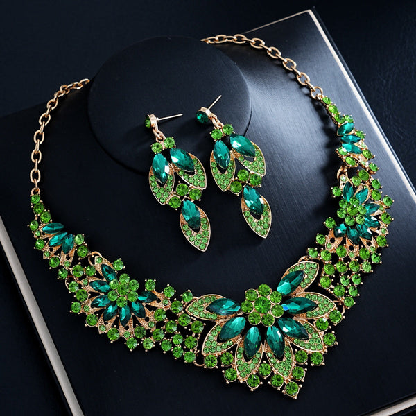 Luxury Floral Necklace & Earring Set for Brides – Elegant Wedding Jewelry goobingoo