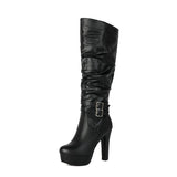 Women’s Chunky Heel Over-the-Knee Boots – Plus Size Thigh High Fashion Shoes