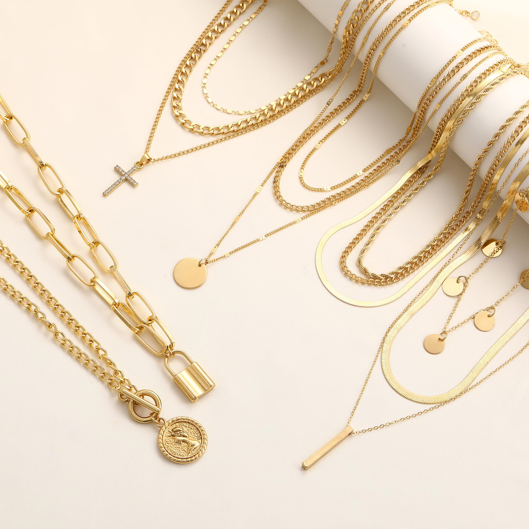 68PCS Gold Jewelry Set for Women Necklaces Bracelets Rings Earrings Bundle
