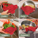 Clip-On Silicone Pot Strainer Heat Resistant Space Saving Kitchen Tool