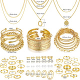 68PCS Gold Jewelry Set for Women Necklaces Bracelets Rings Earrings Bundle