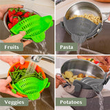 Clip-On Silicone Pot Strainer Heat Resistant Space Saving Kitchen Tool