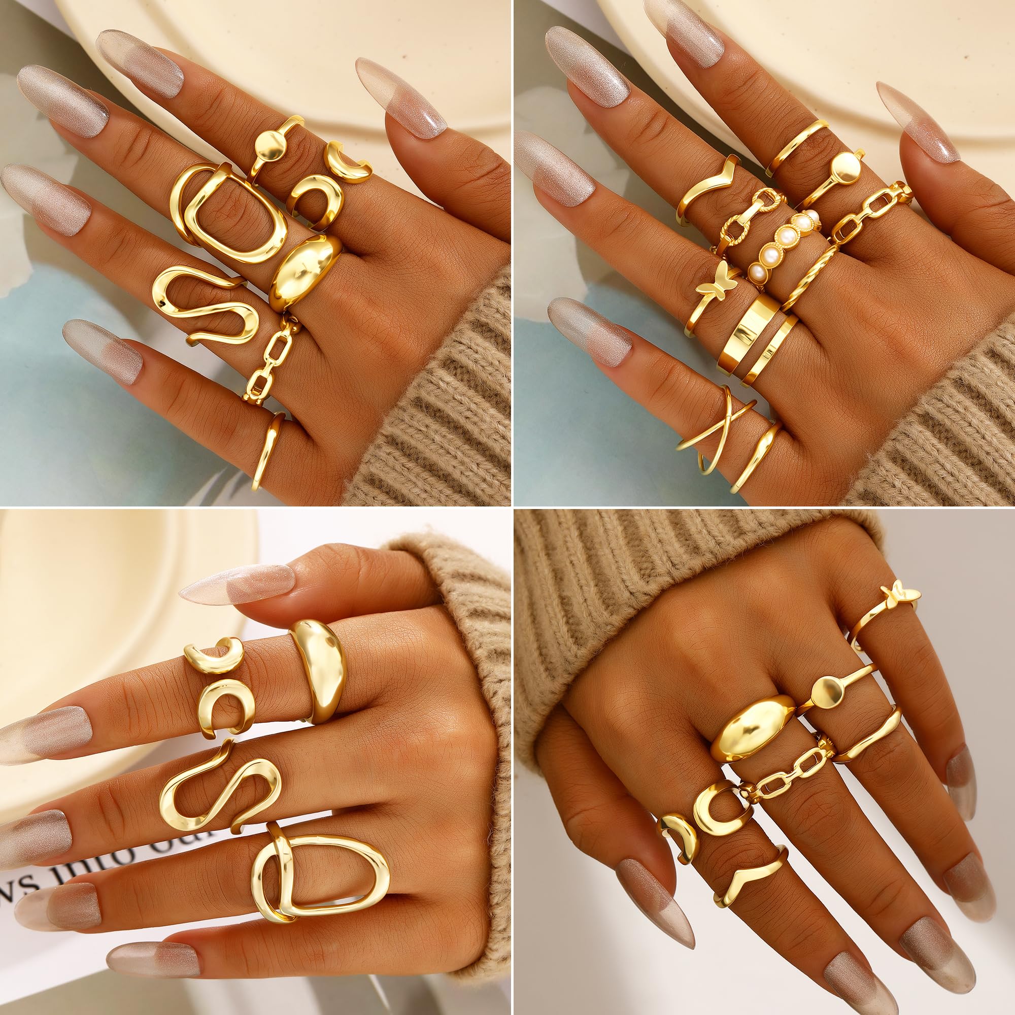 68PCS Gold Jewelry Set for Women Necklaces Bracelets Rings Earrings Bundle