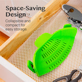 Clip-On Silicone Pot Strainer Heat Resistant Space Saving Kitchen Tool
