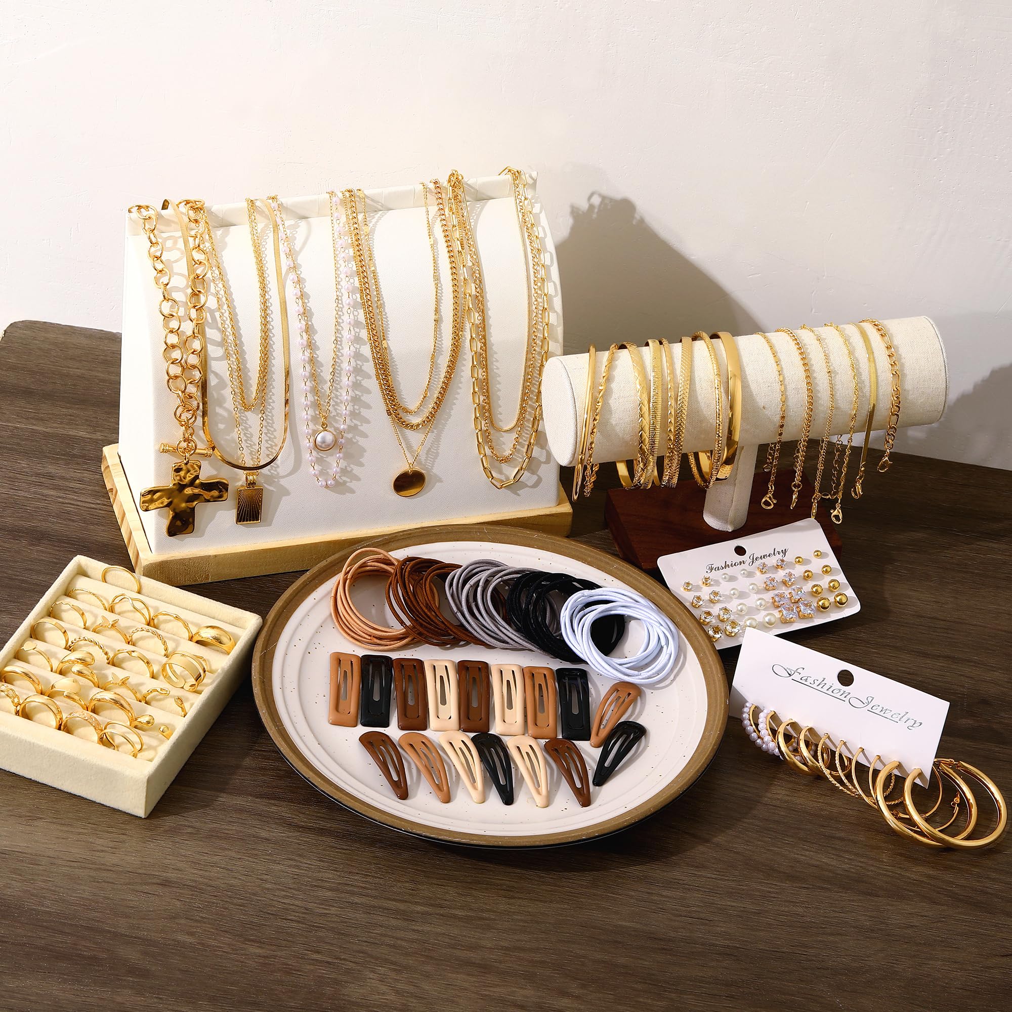 68PCS Gold Jewelry Set for Women Necklaces Bracelets Rings Earrings Bundle