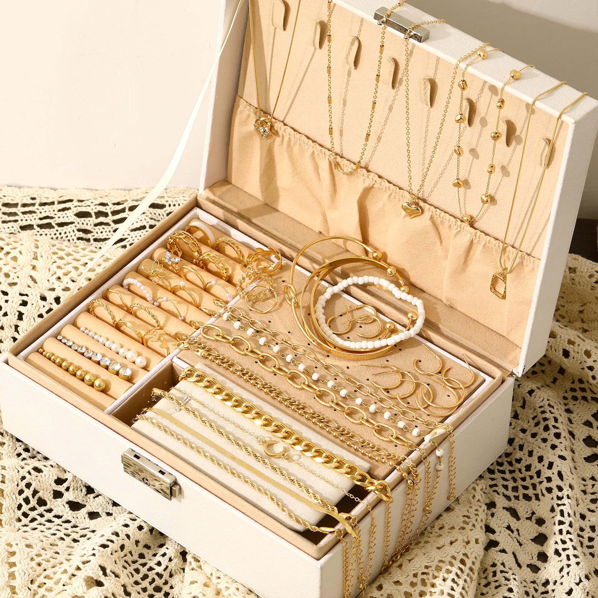68PCS Gold Jewelry Set for Women Necklaces Bracelets Rings Earrings Bundle