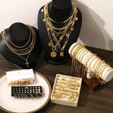 68PCS Gold Jewelry Set for Women Necklaces Bracelets Rings Earrings Bundle
