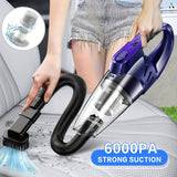6000PA Cordless Car Vacuum Cleaner – Handheld Portable with 2000mAh Battery & 5 Accessories