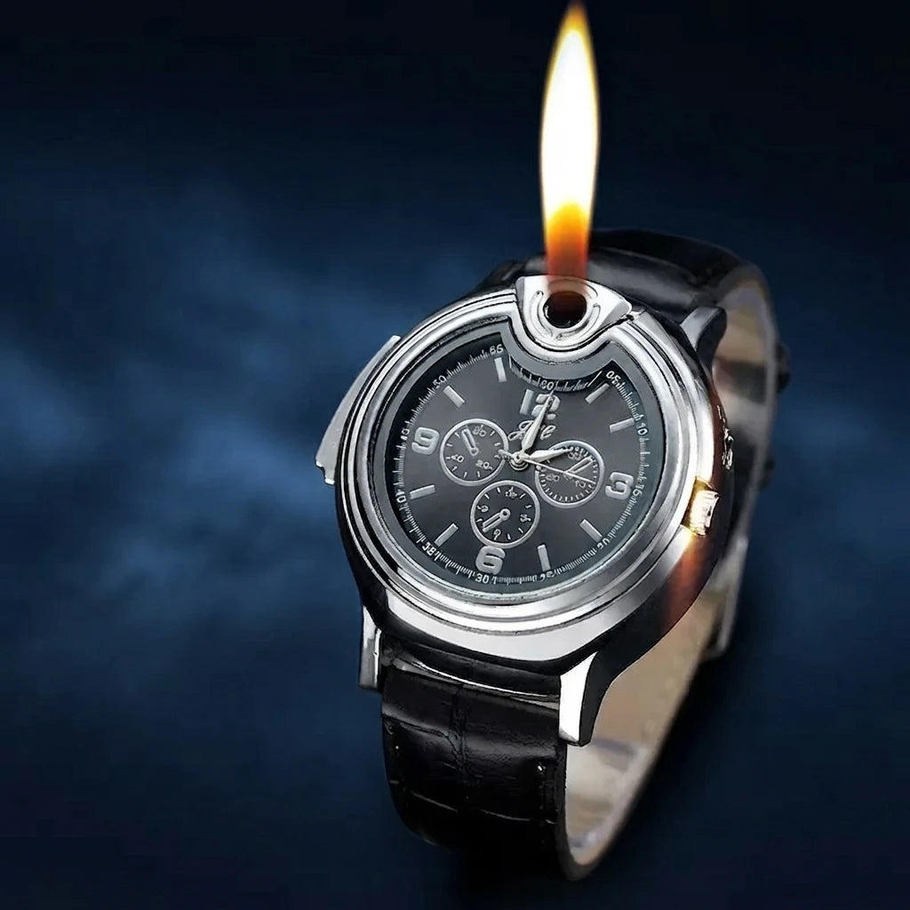 goobingoo, watch lighter, usb lighter, rechargeable lighter, quartz watch, flameless lighter, men multi tool watch, creative novelty gift, cigarette lighter watch, tactical style watch goobingoo