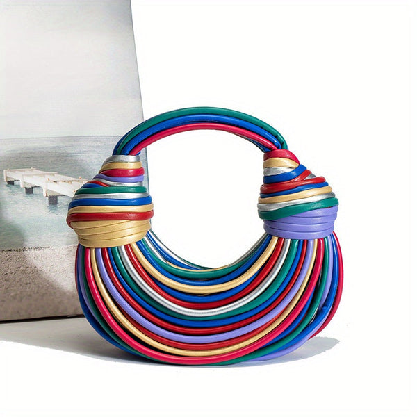 Women’s Elegant Woven Handbag – Lightweight Beaded Accent Bag for Daily Use, Work, Travel & Casual Outfits goobingoo