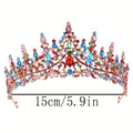 Luxury Colorful Crystal Bridal Headpiece & Jewelry Set – Crown, Necklace & Earrings for Weddings, Parties & Special Occasions goobingoo