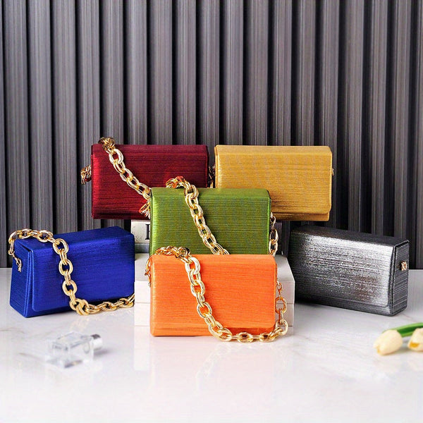 Women’s Small Square Chain Bag – European & American Style Evening Handbag, Elegant Crossbody Shoulder Bag for Formal Occasions goobingoo
