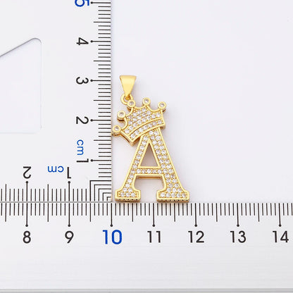 New Luxury Copper Zircon A-Z Crown Alphabet Pendant Chain Necklace Hip-Hop Style Fashion Woman Man Initial Name Jewelry goobingoo