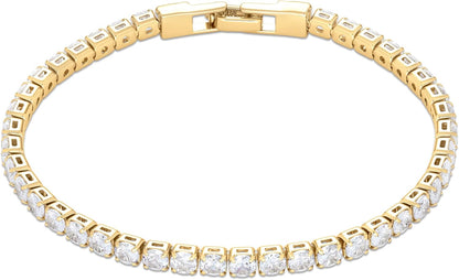 4mm Zirconia Tennis Bracelet Gold/Silver Stainless Steel Women