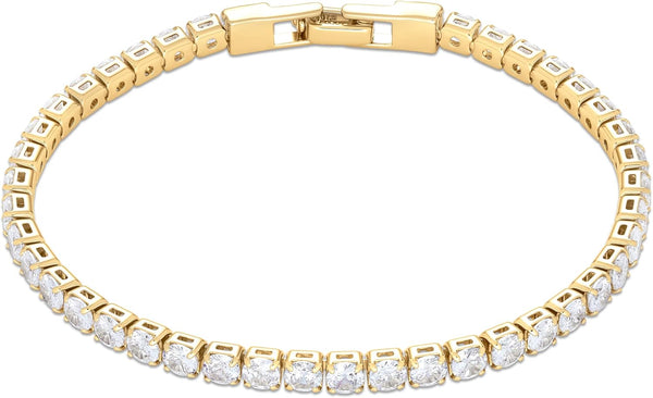 4mm Zirconia Tennis Bracelet Gold/Silver Stainless Steel Women