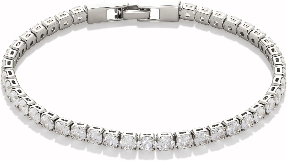 4mm Zirconia Tennis Bracelet Gold/Silver Stainless Steel Women