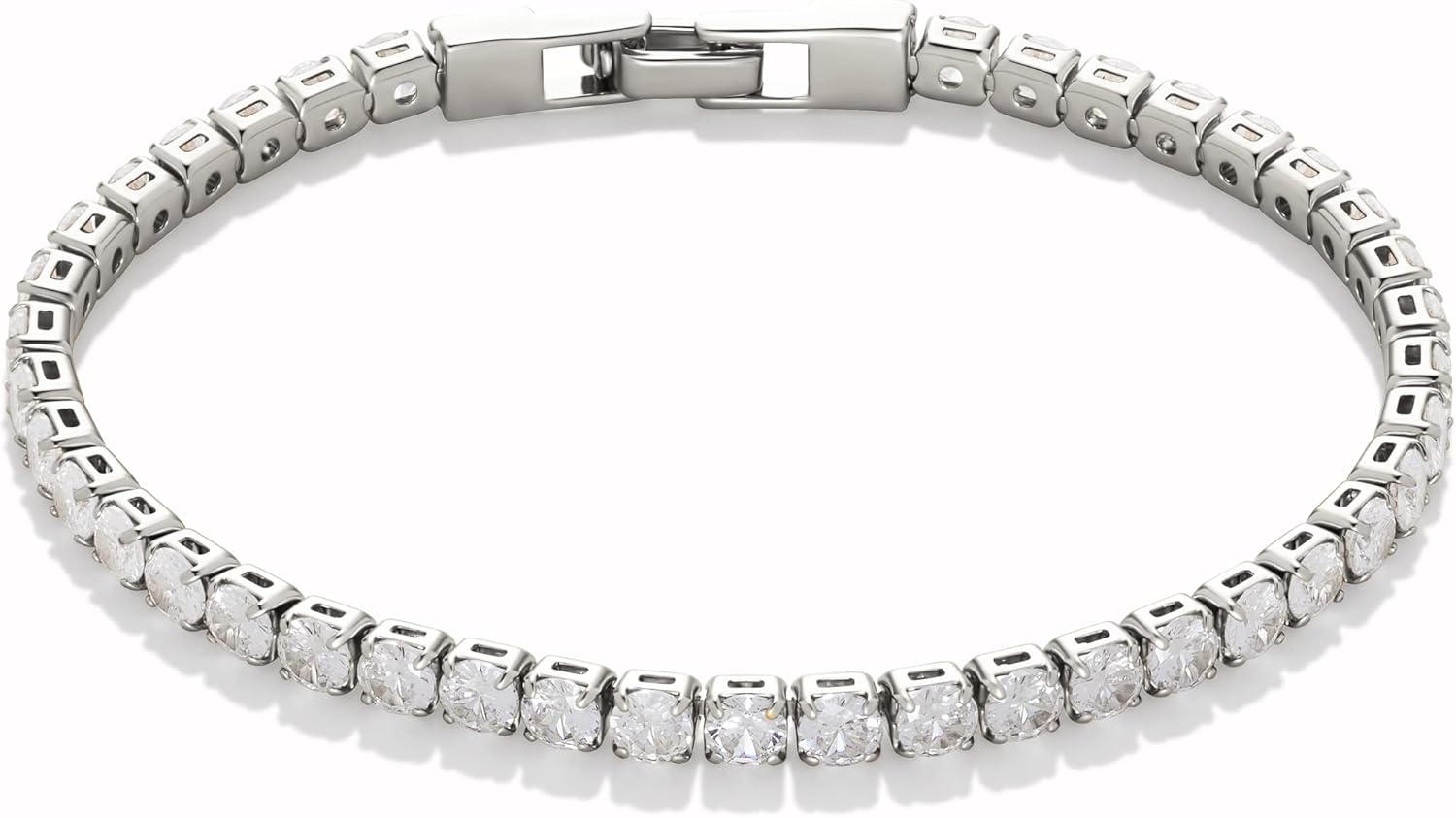 4mm Zirconia Tennis Bracelet Gold/Silver Stainless Steel Women