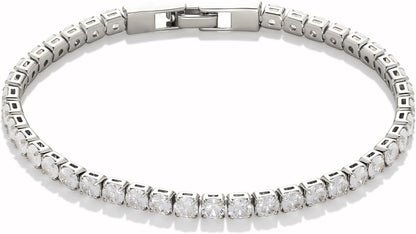4mm Zirconia Tennis Bracelet Gold/Silver Stainless Steel Women