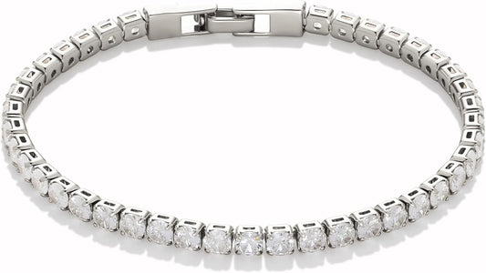 4mm Zirconia Tennis Bracelet Gold/Silver Stainless Steel Women