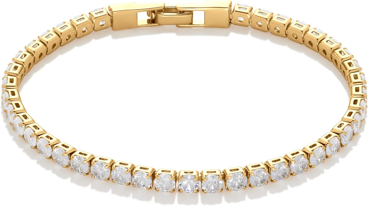 4mm Zirconia Tennis Bracelet Gold/Silver Stainless Steel Women