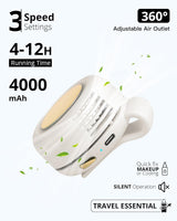 Portable Bladeless Mini Fan Clip-On Shirt Waist 3-Speed USB