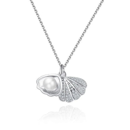 Fashionable and Luxurious Peach Heart Pearl Oyster Necklace, Personalized and Versatile Stainless Steel Clavicle Chain goobingoo