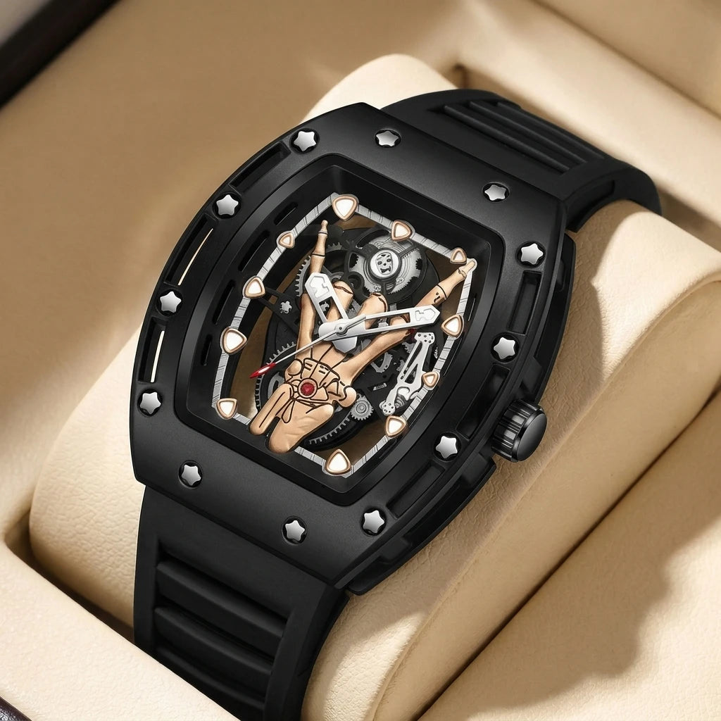goobingoo Creative Astronaut Tonneau Sports Watch - Luxury Space Cartoon Quartz Timepiece goobingoo