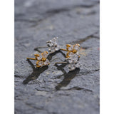 Cubic Zirconia Flower Stud Earrings 316L Stainless Steel