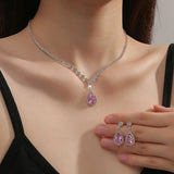 Elegant Droplet Necklace Earrings Set Wedding Party Jewelry