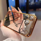 goobingoo Custom Name Transparent TPU Phone Case - Personalized Plated Lettering Cover