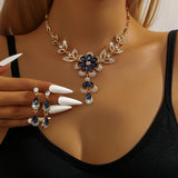 Black & Gold Flower Jewelry Set — Necklace & Earrings