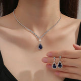 Elegant Droplet Necklace Earrings Set Wedding Party Jewelry