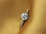 925 Sterling Silver Six Claw Moissanite Style Ring for Women