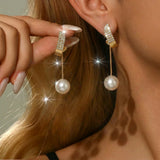 Bow Pearl Stud Earrings Elegant Diamond Accent Jewelry