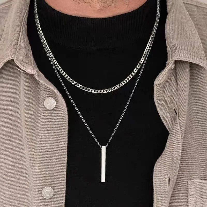 Men’s Punk Snake Chain Necklace Set Stainless Steel Cuban Choker