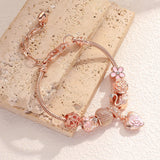 Rose Swan Charm Bracelet Love Drip Oil Cute Jewelry