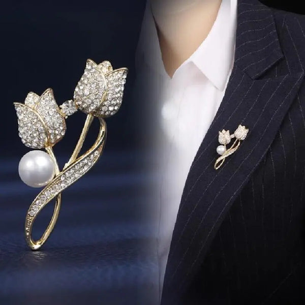 Tulip Flower Brooch — Elegant Coat Pin for Women