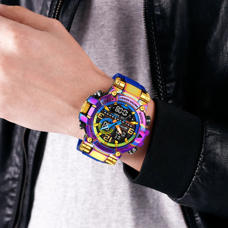 New STRYVE Watch for Men's Digital-Analog Dual Movement Luminous Calendar Waterproof Watches Fashion Men's Sports Watch 8025 goobingoo