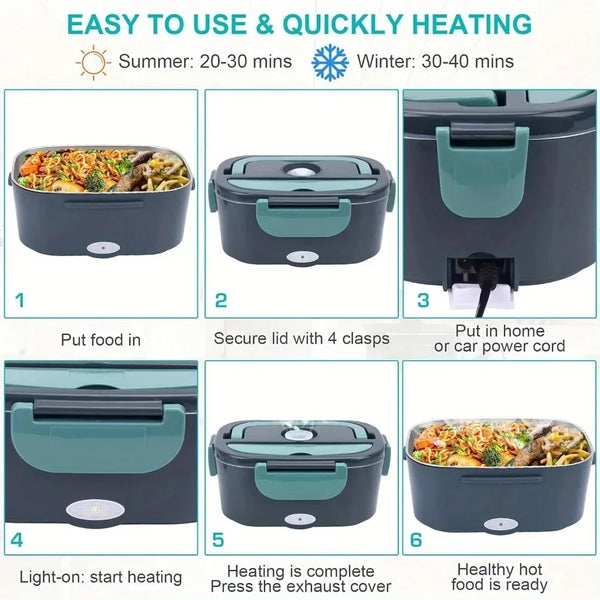 1.5L Electric Lunch Box Food Warmer Portable for Car & Home