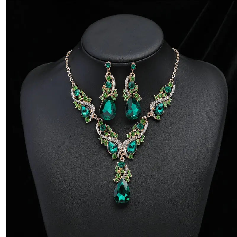 Elegant Alloy Necklace and Earring Set Wedding Party Jewelry