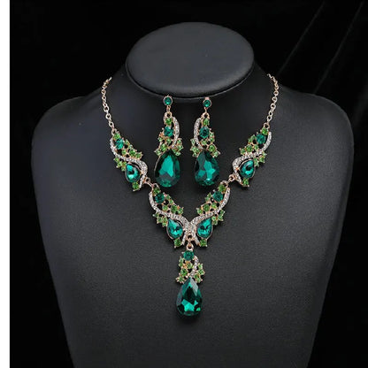 Elegant Alloy Necklace and Earring Set Wedding Party Jewelry