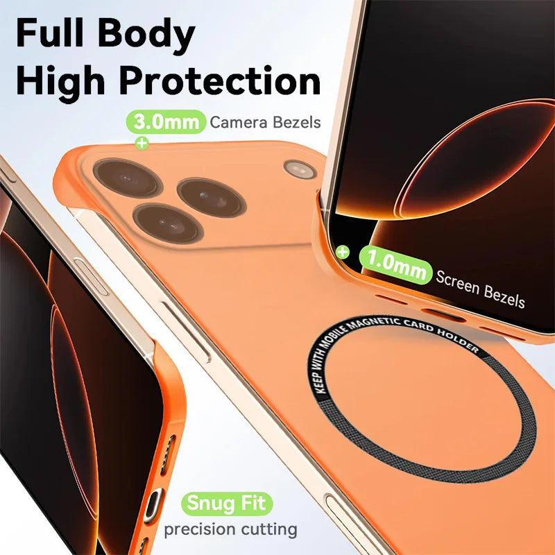 Magnetic Slim Frameless iPhone Case – Matte Shockproof Armor Cover goobingoo