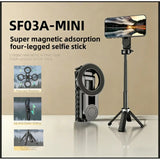 Magnetic Bluetooth Selfie Stick Tripod Extendable Phone Holder