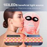 Pro 309-LED Red Light Therapy Face & Neck Mask — 7-Color Photon Skin Rejuvenation, Food-Grade Silicone, Wireless