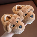 goobingoo Cute Cartoon Dog Winter Slippers - Soft Sole Warm Indoor Furry Shoes