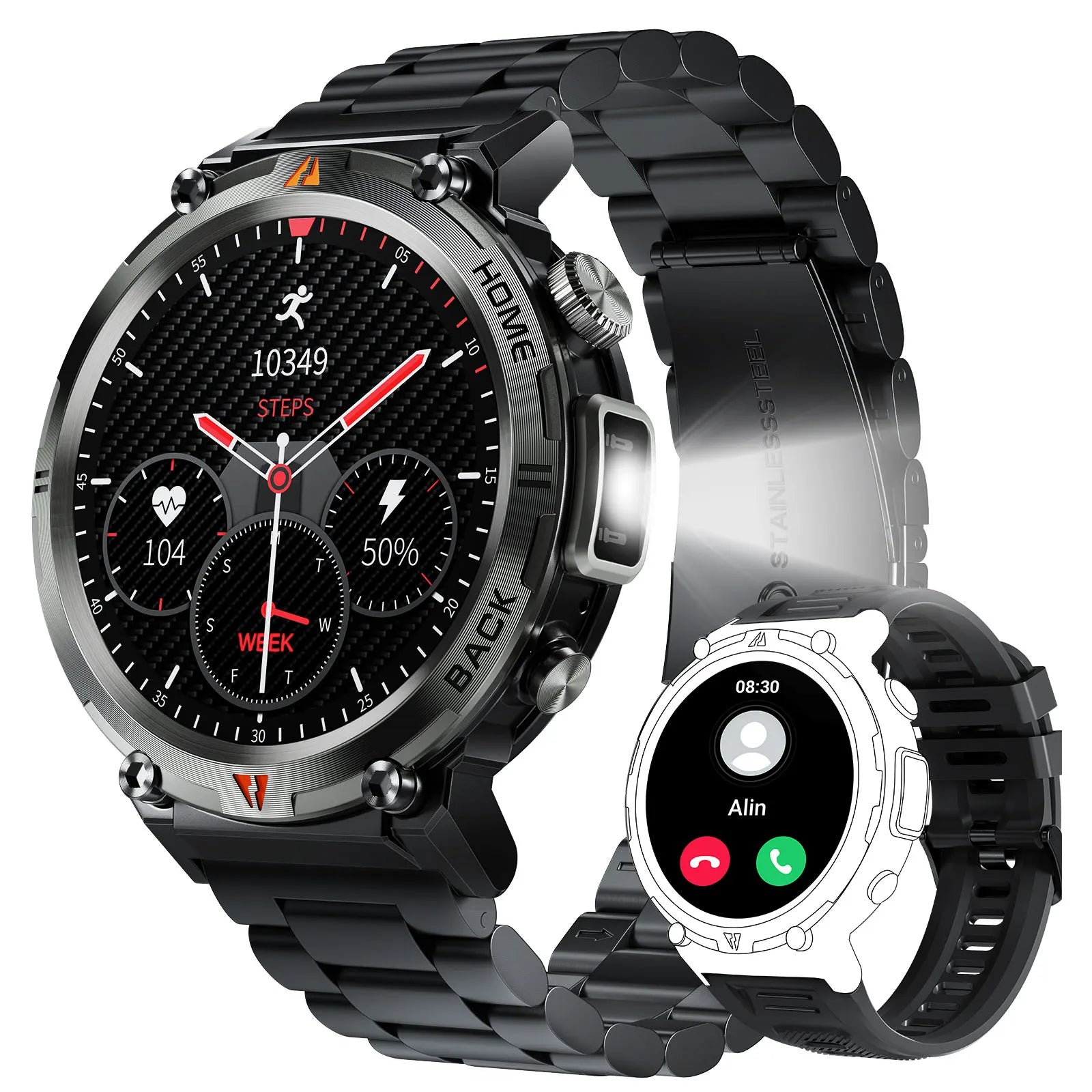 EIGIIS KE3 2025 New Bluetooth Call smartwatch for men Full Touch Screen With Health Monitor heart rate Flashlight Smart watch goobingoo