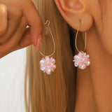 2PC Women's Fashion Trend DIY Pearl Petal Ball Earrings Outdoor Travel Carnival Banquet Party Holiday Dressing Gifts